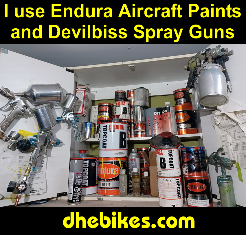 I use Endura aircraft paints and Devilbiss spray guns